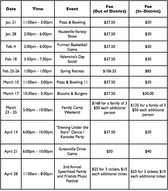 weekend program schedule